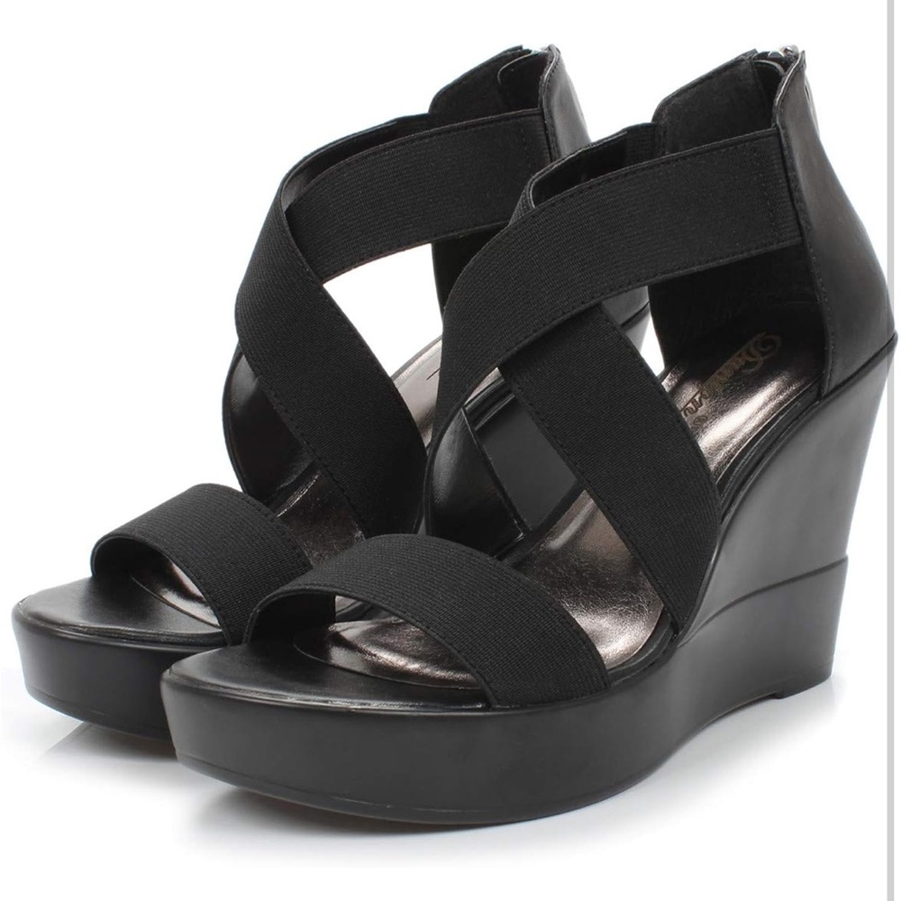 Black Wedge Sandals